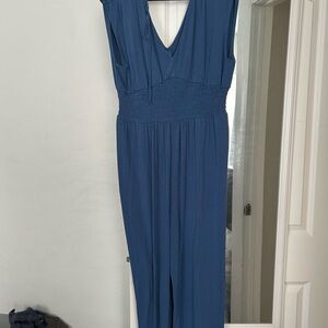 Old Navy Blue V-Neck Jumpsuit with Relaxed Fit